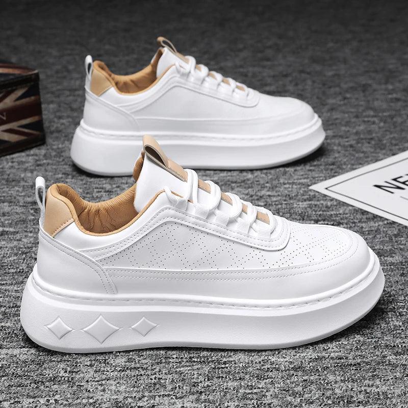 White Casual Outdoor Skate Shoes 2024 New Comfortable Tennis Shoes Lace-up Male Sneakers - So Real Fashion