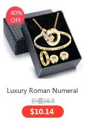 Stainless Steel Roman Numerals Crystal Zircon Bracelet Earrings Necklace Jewelry Set For Women - So Real Fashion