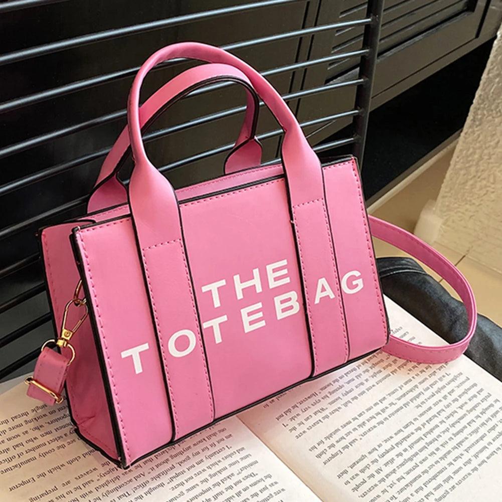 Fashion Ladies Top-Handle Bags Women Tote Bag Contrast Letters PU Leather Portable Casual Simple Adjustable Straps Hobos Bags - So Real Fashion