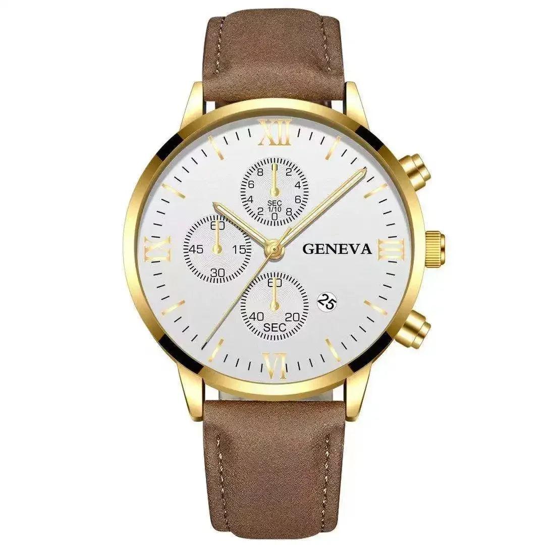 Fashion Geneva Men's Wristwatch Date Alloy Case Leather Analog Quartz Sport Watch Male Clock Top Brand Luxury Relogio Masculino - So Real Fashion