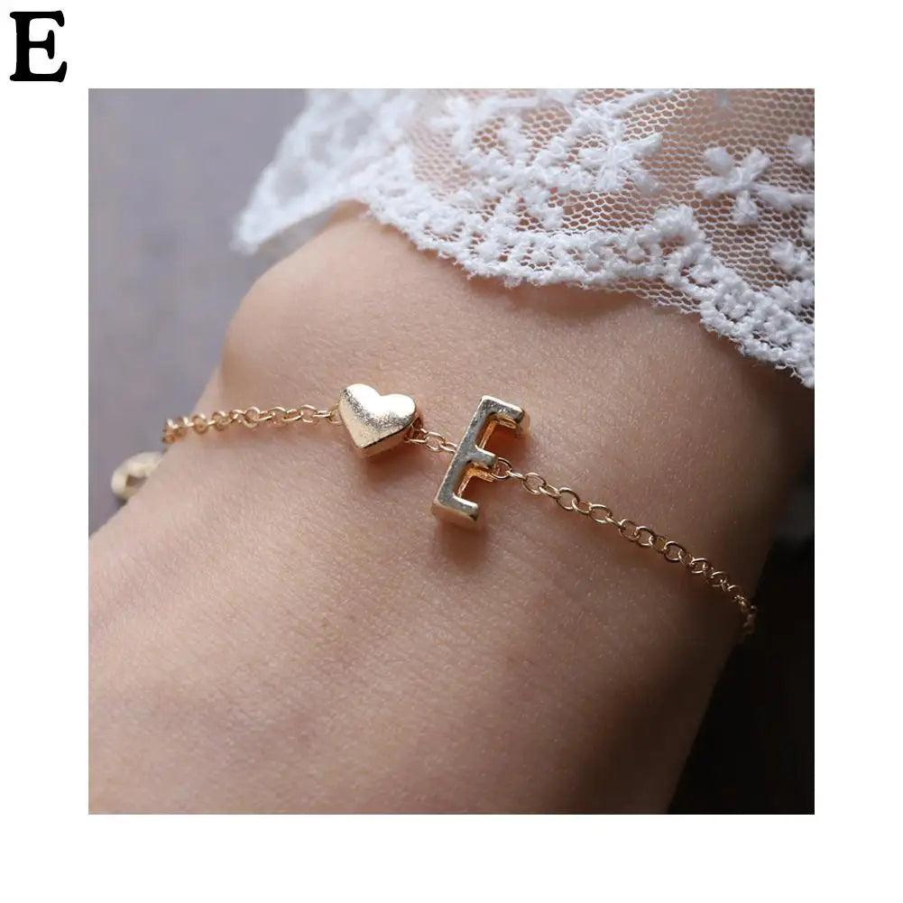 English Initial Letter Bracelets For Lovers Women Men DIY Personalized Name Alloy Heart-shaped Letters Bracelets Jewelry Gift - So Real Fashion