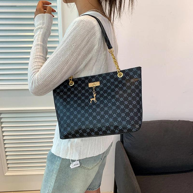 New Presbyopia Handbag Texture Soft Leather Large Capacity Tote Women Bag With Hanging Accessories Shoulder Bag - So Real Fashion