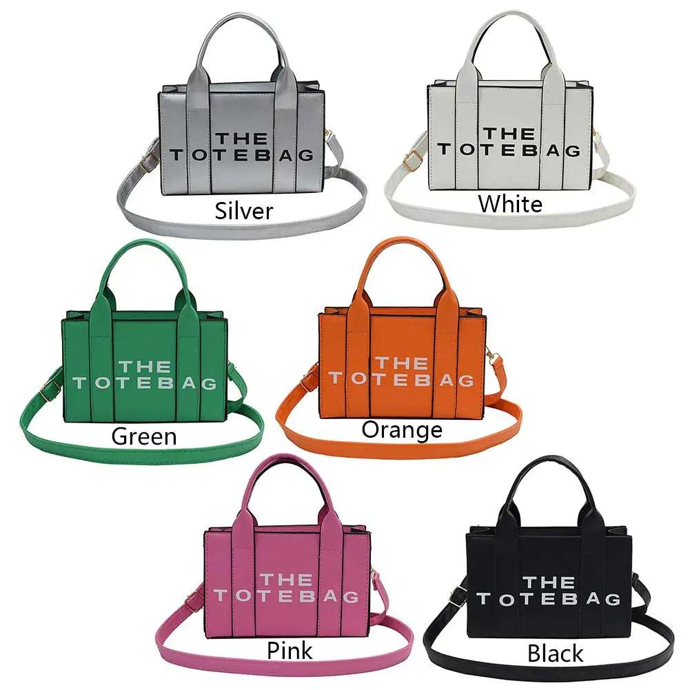 Women Tote Bag Contrast Letters Fashion Ladies Commute Bag PU Leather Portable Casual Simple Adjustable Straps Female Satchel - So Real Fashion