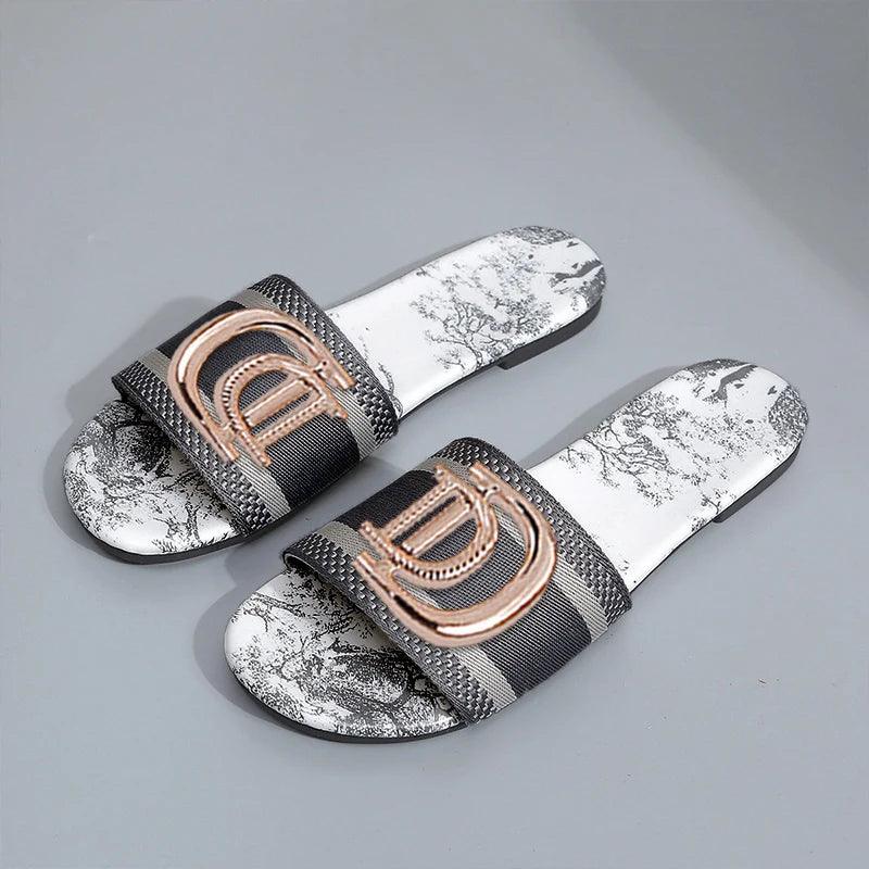 Women Elegent Sexy Slippers Fashion Design Casual Women Flat Sandals Summer External Wear Sandy Beach Large Size Women Slides - So Real Fashion