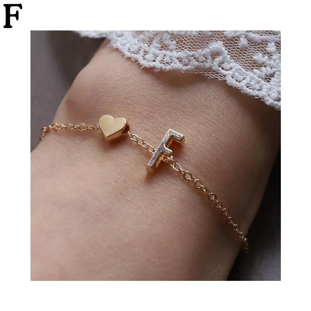 English Initial Letter Bracelets For Lovers Women Men DIY Personalized Name Alloy Heart-shaped Letters Bracelets Jewelry Gift - So Real Fashion