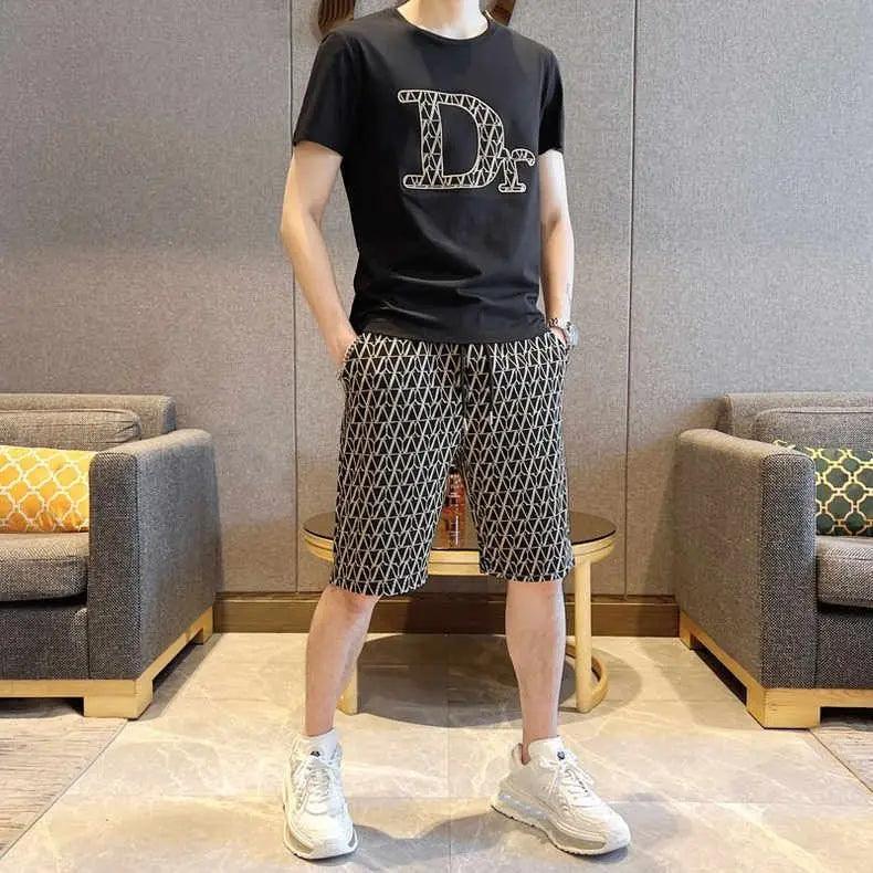 Summer Short-sleeved Fashionable Handsome Casual Shorts Loose Two-piece Set Trendy Brand Sports Quick-drying Casual Suit - So Real Fashion