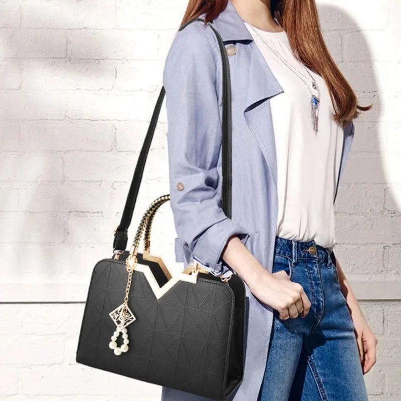 Women Handbag Patchwork Shoulder Messenger Office Work PU Leather Female Bag Ladies Luxury Handbag Fashion Elegant Shoulder Bag - So Real Fashion