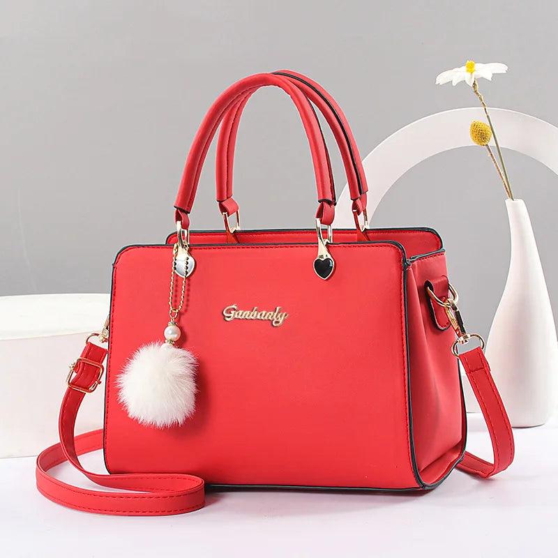 Stylish casual women's handbag, commuter shoulder bag crossbody bag, small hair ball pendant decoration - So Real Fashion