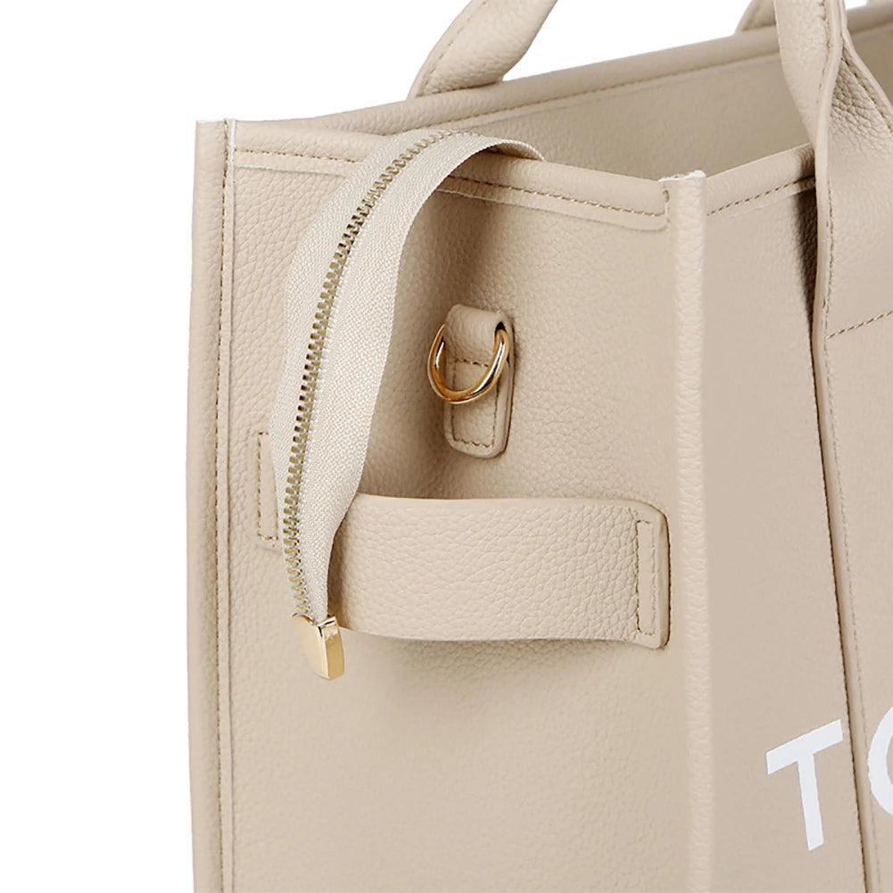 Women's Casual Tote Bag Trendy PU Leather Handbag Letter Brands Large Capacity Travel Crossbody Bag Large Capacity Shopper Purse - So Real Fashion