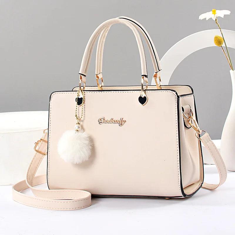 Stylish casual women's handbag, commuter shoulder bag crossbody bag, small hair ball pendant decoration - So Real Fashion