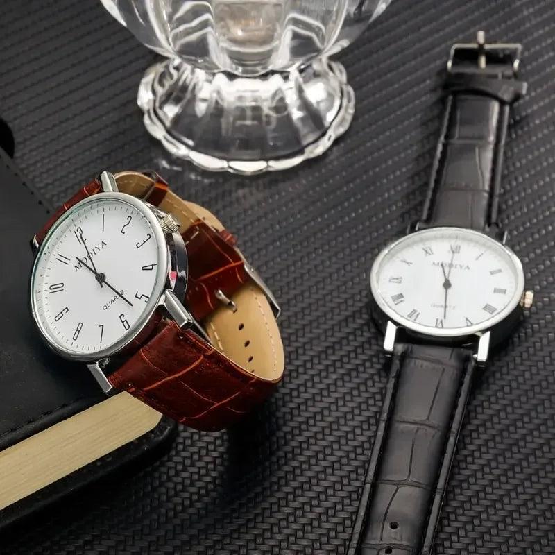 Men's Watches Business Wrist Watch Luxury Leather Strap Analog Watches Quartz Wristwatches Clock Men Women Casual Simple Watch - So Real Fashion