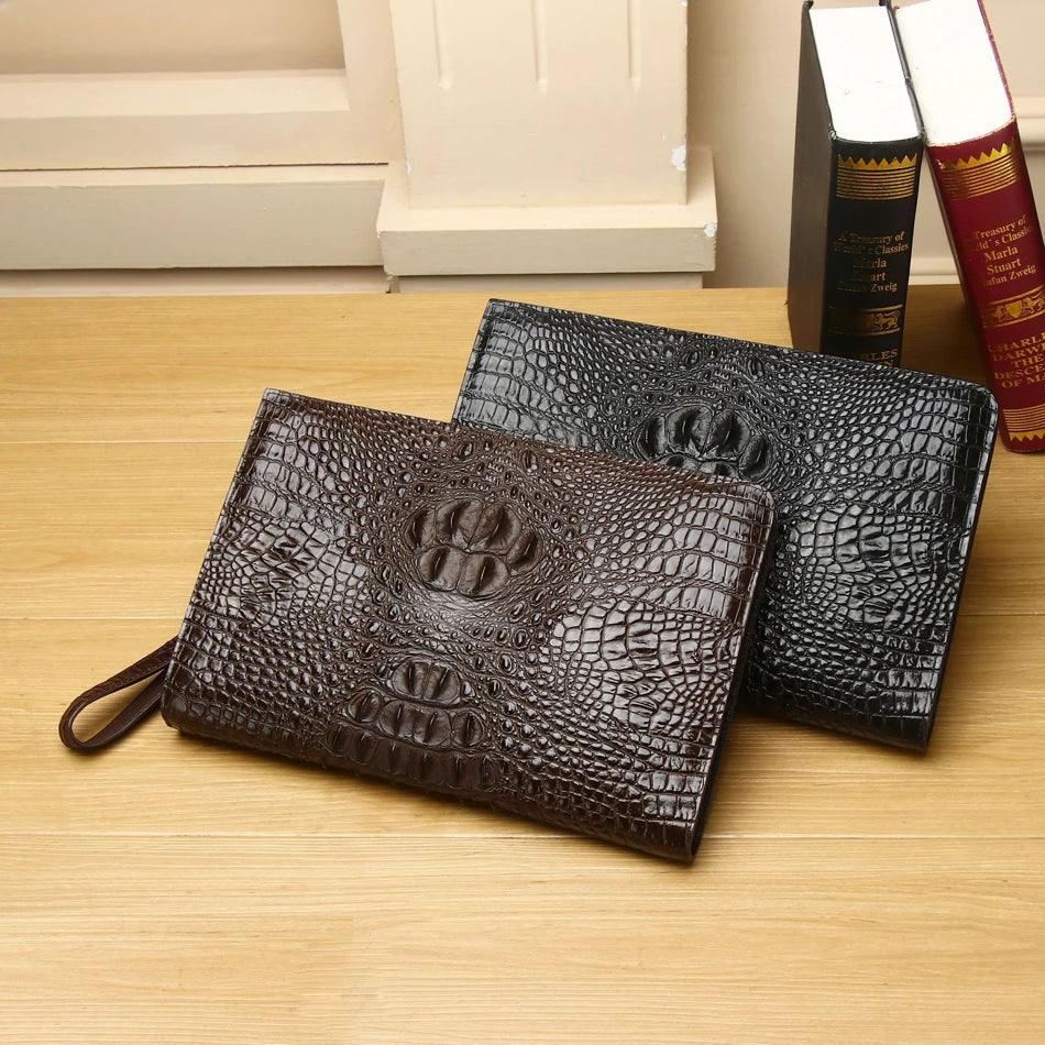 Crocodile Clutch Bag Briefcase High-quality Real Cowhide Envelope Clutch Bag Large Capacity Men's Bag - So Real Fashion