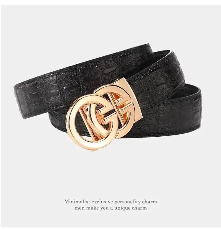 Men's Genuine Leather Belt Metal Alloy Automatic Buckle Belt High-End Design Business Casual Belt - So Real Fashion