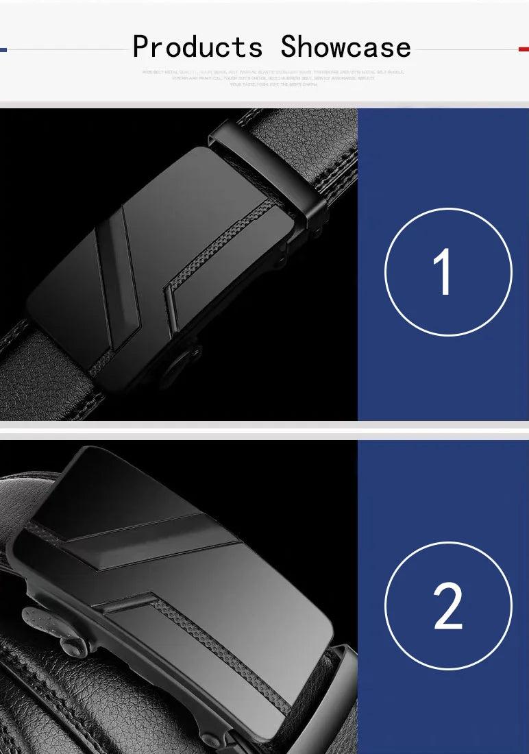 Men's High-Quality Belt Luxury Belt, Black Men's Automatic Buckle Jeans Men's Belt Suit Belt - So Real Fashion