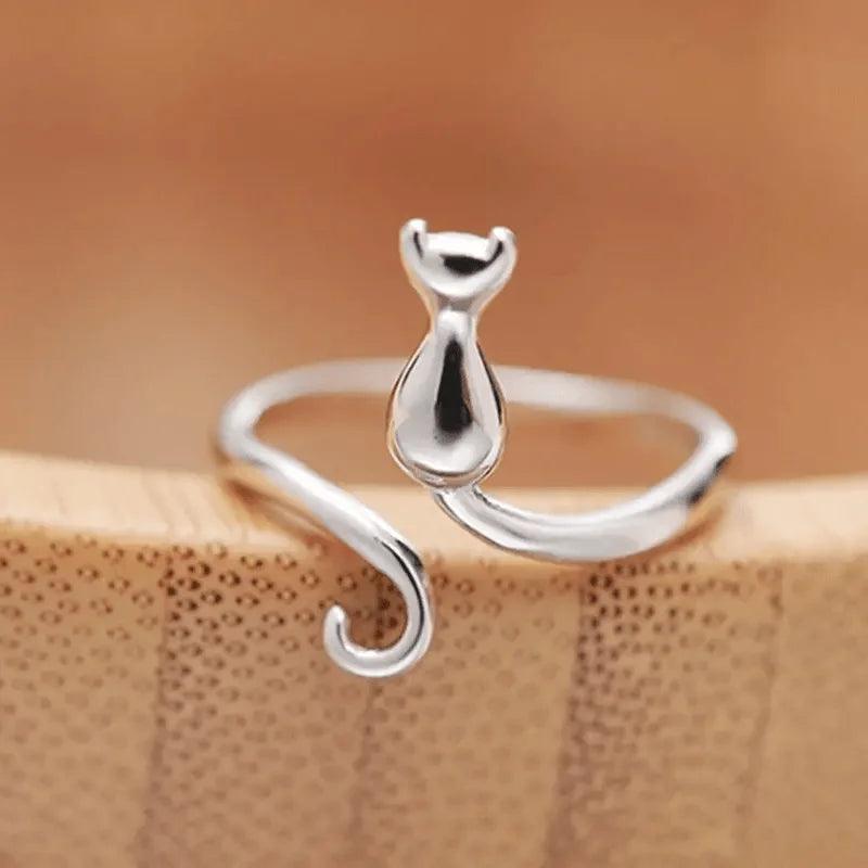 Adjustable Silver-Plated Cat Ring - Cute & Versatile Design for Daily Wear and Parties, Ideal Gift for Cat Lovers - So Real Fashion