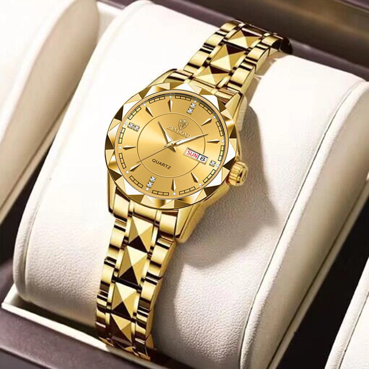 Women Watches Luxury Fashion Ladies Quartz Watch Waterproof Luminous Date Stainless Wristwatch Girlfriend Lovers Gift - So Real Fashion