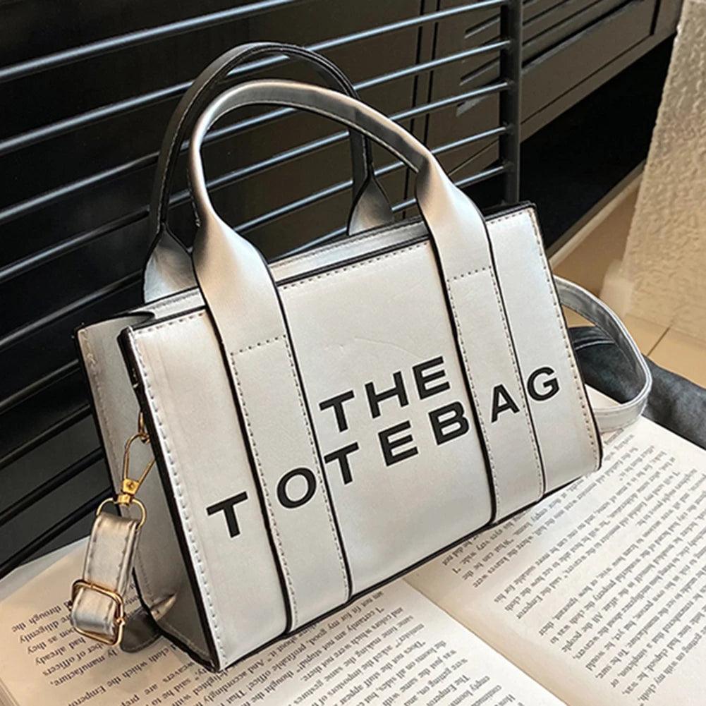 Women Messenger Bags Contrast Letters Fashion Top-Handle Bags PU Leather Portable Casual Simple Adjustable Straps Female Satchel - So Real Fashion