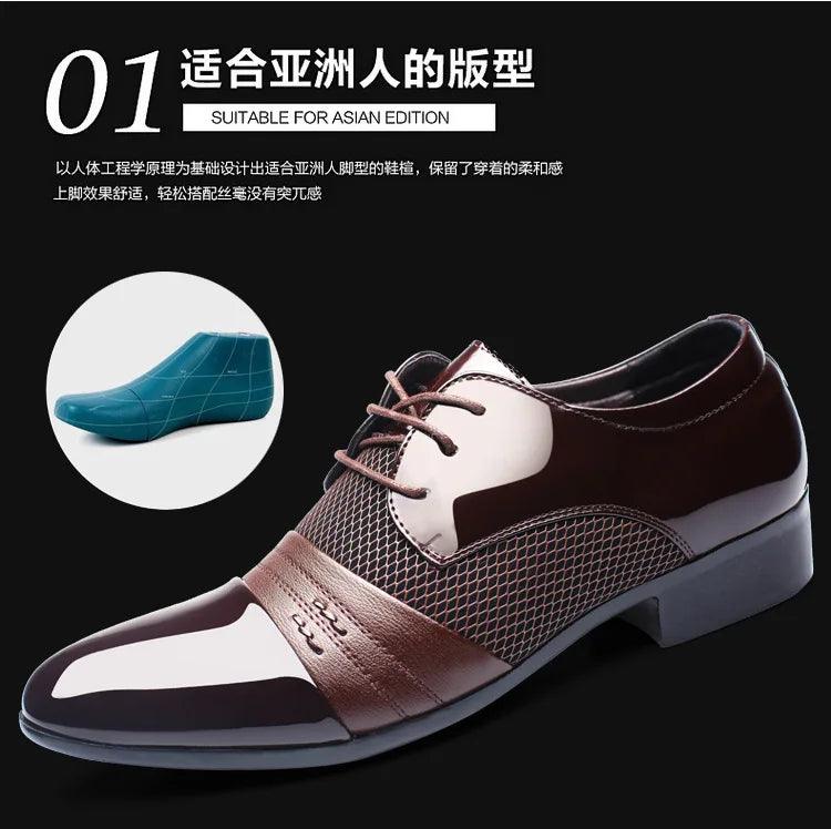 New British Men's Leather Shoes Classic Man Loafers Pointed Toe Formal Wedding Shoes Male Dress Shoes Lace Up Moccasins - So Real Fashion