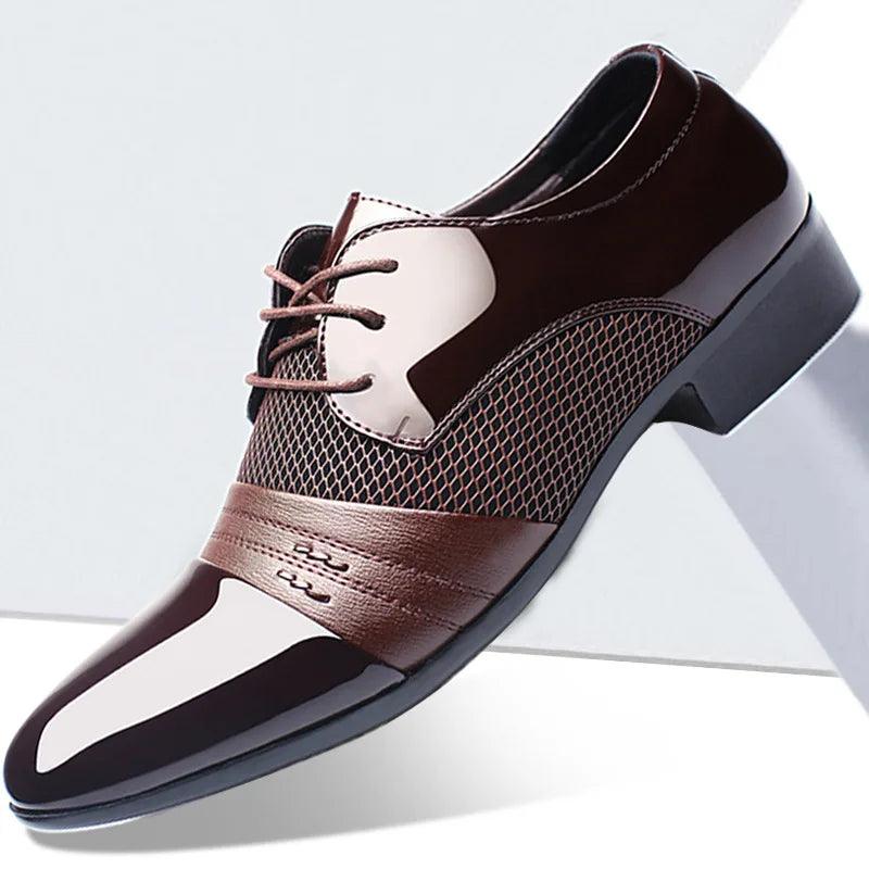 New British Men's Leather Shoes Classic Man Loafers Pointed Toe Formal Wedding Shoes Male Dress Shoes Lace Up Moccasins - So Real Fashion