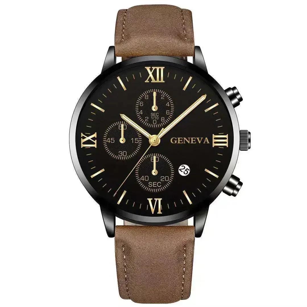 Fashion Geneva Men's Wristwatch Date Alloy Case Leather Analog Quartz Sport Watch Male Clock Top Brand Luxury Relogio Masculino - So Real Fashion