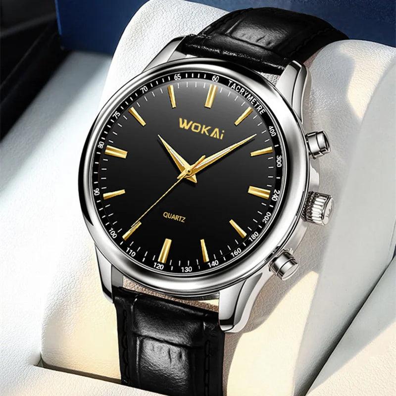 Exquisite Fashion Male Leather Quartz Wristwatch Men's Business Sport Lesuire Relogio Clock - So Real Fashion