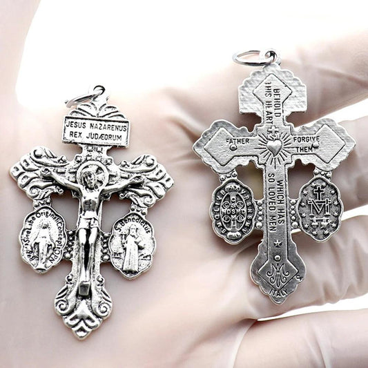 Diyalo Catholic Forgiveness Cross Crucifix Exorcism St Benedict Our Lady Medalla Milagrosa Pendant Charms for DIY Necklace Parts - So Real Fashion