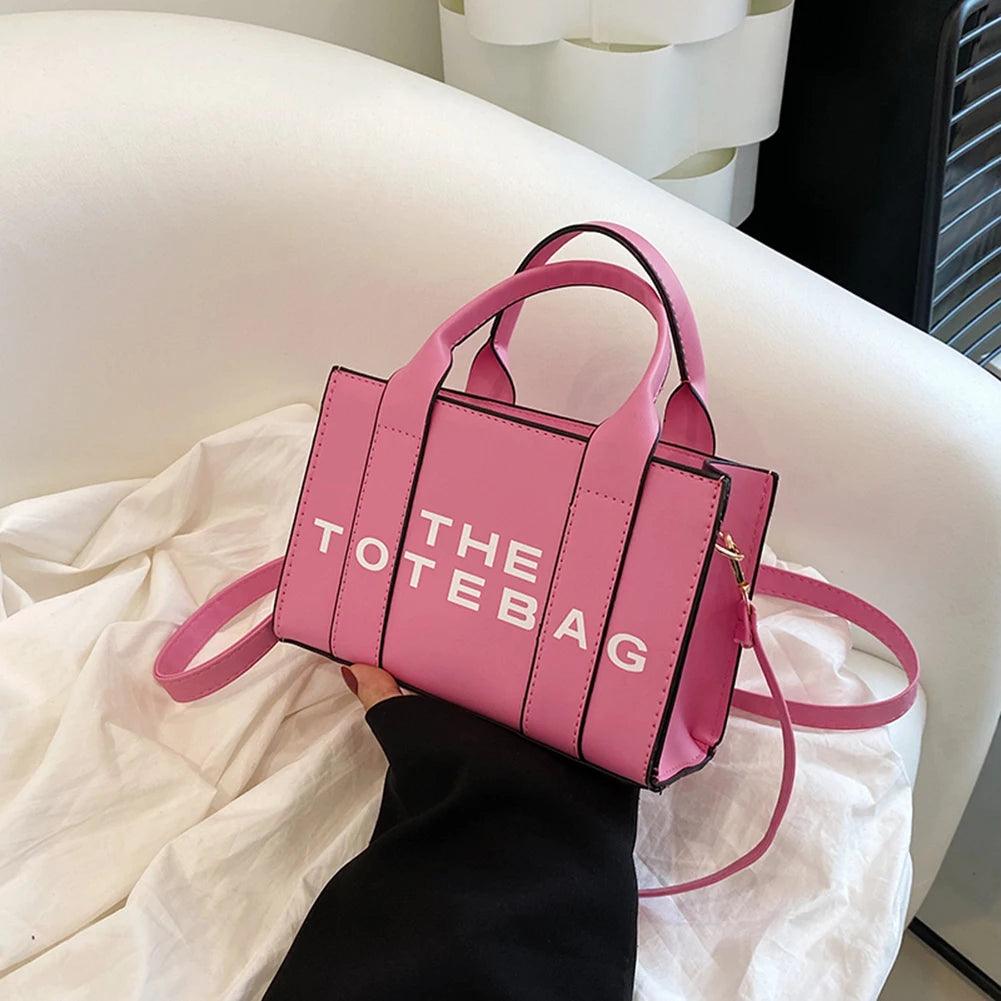 Fashion Ladies Top-Handle Bags Women Tote Bag Contrast Letters PU Leather Portable Casual Simple Adjustable Straps Hobos Bags - So Real Fashion