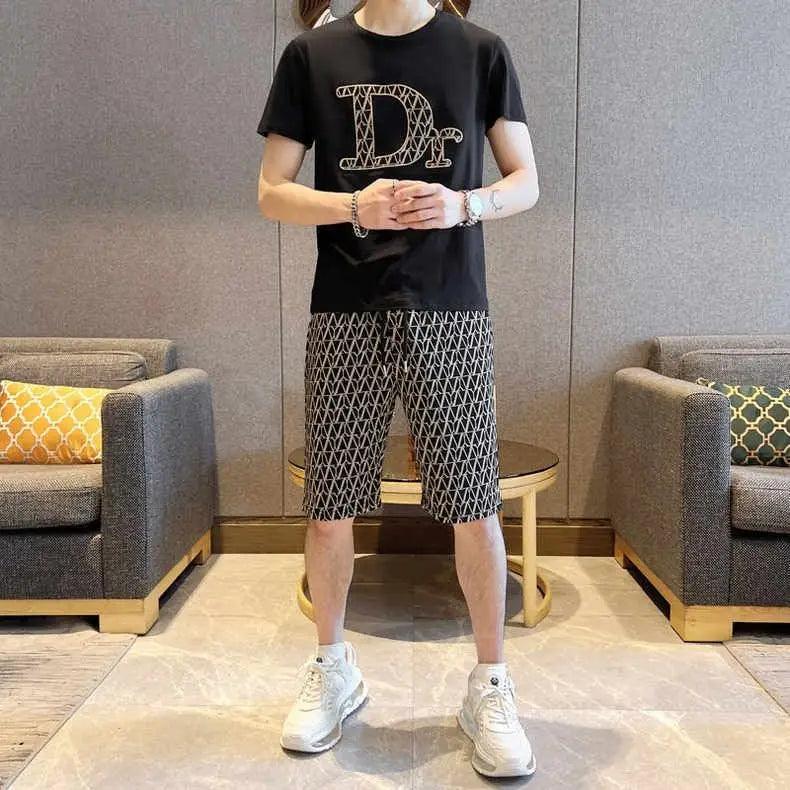 Summer Short-sleeved Fashionable Handsome Casual Shorts Loose Two-piece Set Trendy Brand Sports Quick-drying Casual Suit - So Real Fashion