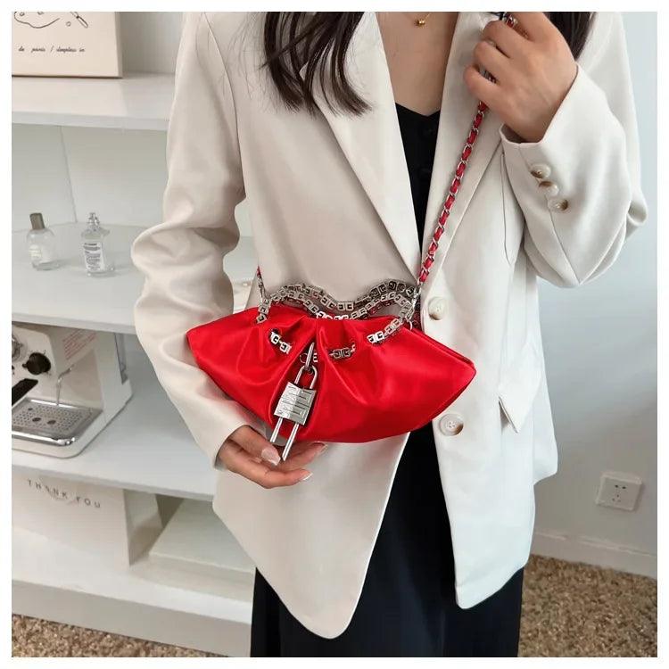 Light Luxury Design Shoulder Crossbody Bag Women Casual Chain Handbag and Purses New Trendy Clutches Ladys Messenger Bag Hobos - So Real Fashion