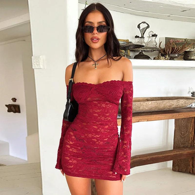 Avrilyaan Lace Perspective Strapless Short Sexy Dress Women 2024 Elegant Party Dress Backless Bodycon Mini Summer Dress Vestidos - So Real Fashion