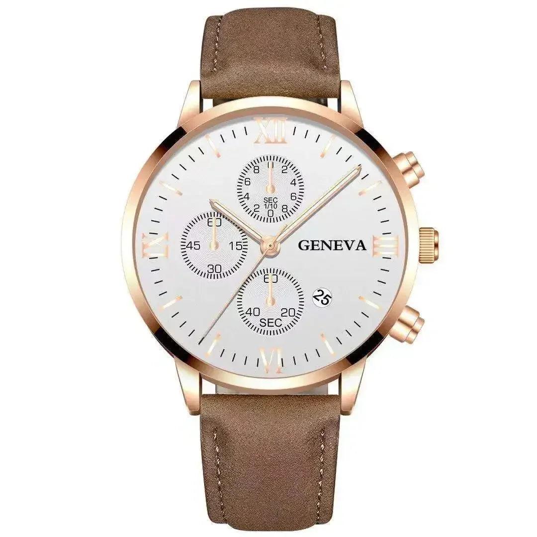 Fashion Geneva Men's Wristwatch Date Alloy Case Leather Analog Quartz Sport Watch Male Clock Top Brand Luxury Relogio Masculino - So Real Fashion