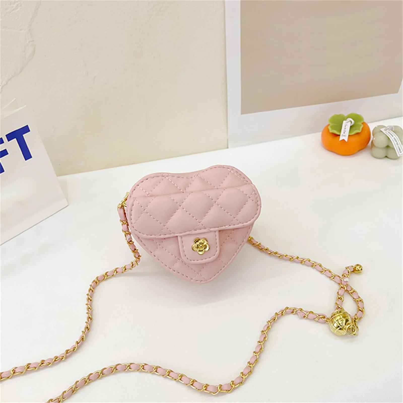 Captivating New Cute Mini Heart Shaped Crossbody Handbag PU Leather Coin Change Purse for Toddlers Little Girls - So Real Fashion