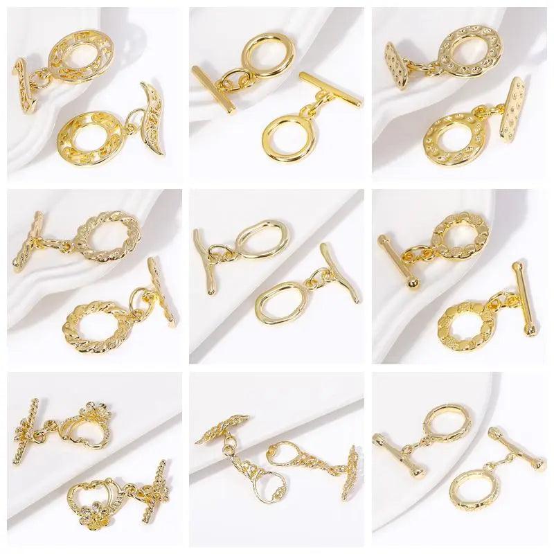 18K Gold Plated Brass Bamboo/Butterfly OT Clasps Toggle Clasps Jewelry Connector For DIY Making Necklace Bracelet Supplies - So Real Fashion