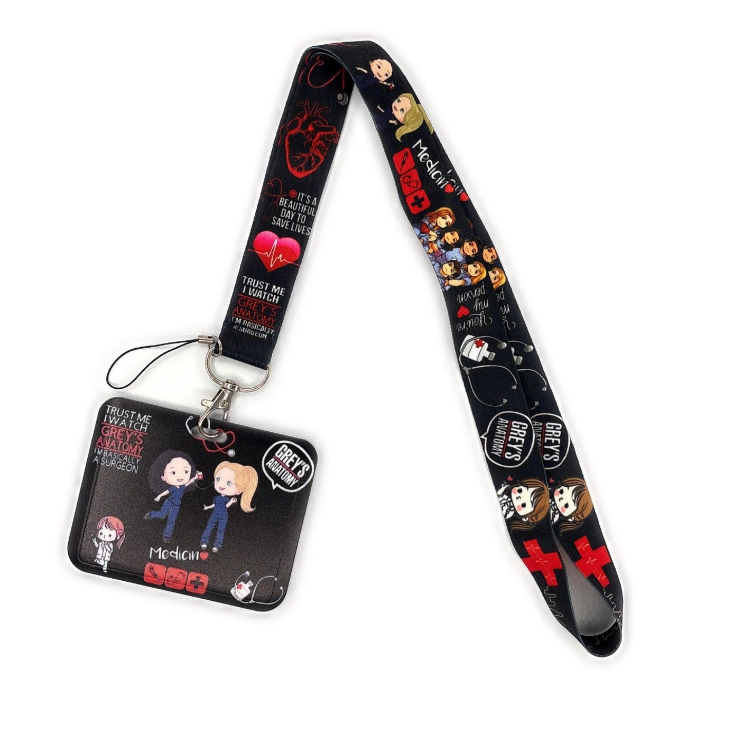 Grey's Anatomy Doctor Nurse Credential Holder Neck Strap Lanyards Keychain Holder ID Card Pass Hang Rope Lariat Lanyard - So Real Fashion