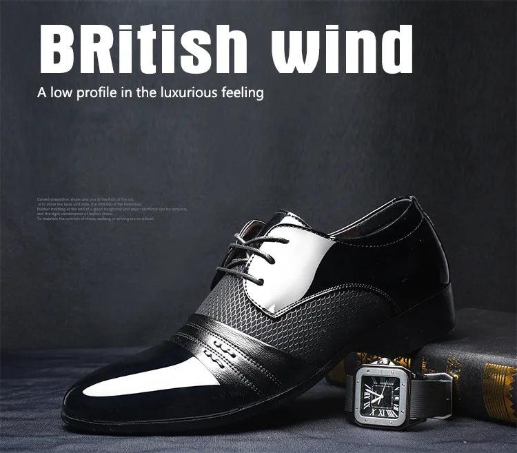 New British Men's Leather Shoes Classic Man Loafers Pointed Toe Formal Wedding Shoes Male Dress Shoes Lace Up Moccasins - So Real Fashion