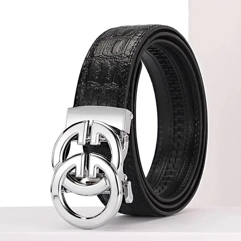 Men's Genuine Leather Belt Metal Alloy Automatic Buckle Belt High-End Design Business Casual Belt - So Real Fashion