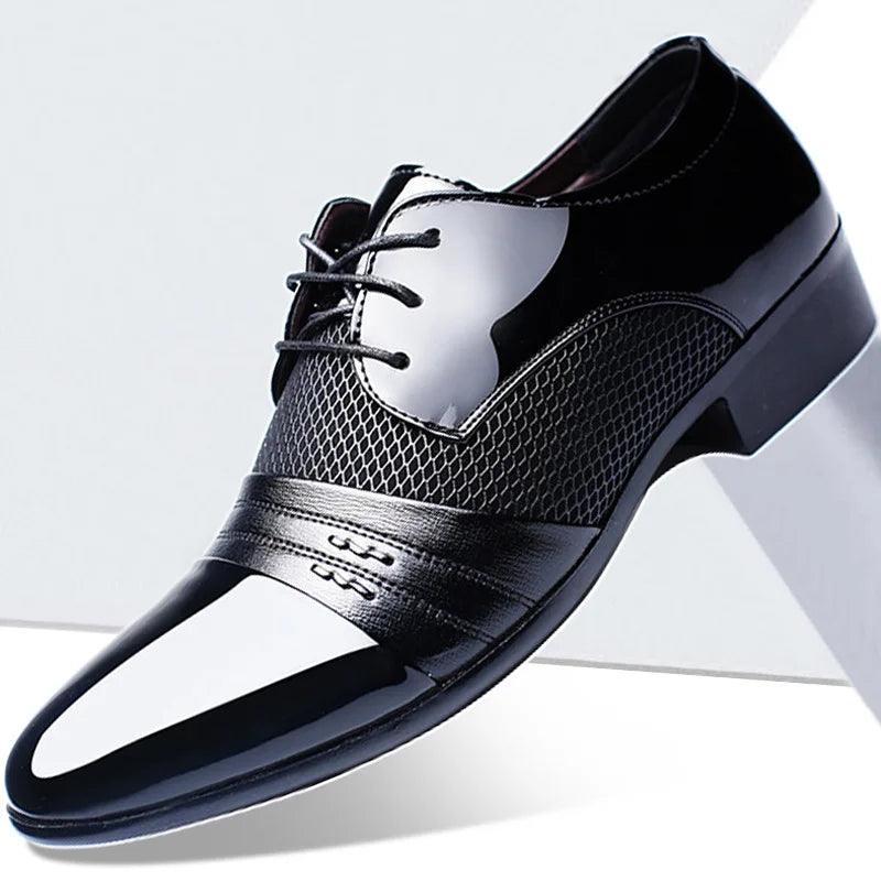 New British Men's Leather Shoes Classic Man Loafers Pointed Toe Formal Wedding Shoes Male Dress Shoes Lace Up Moccasins - So Real Fashion