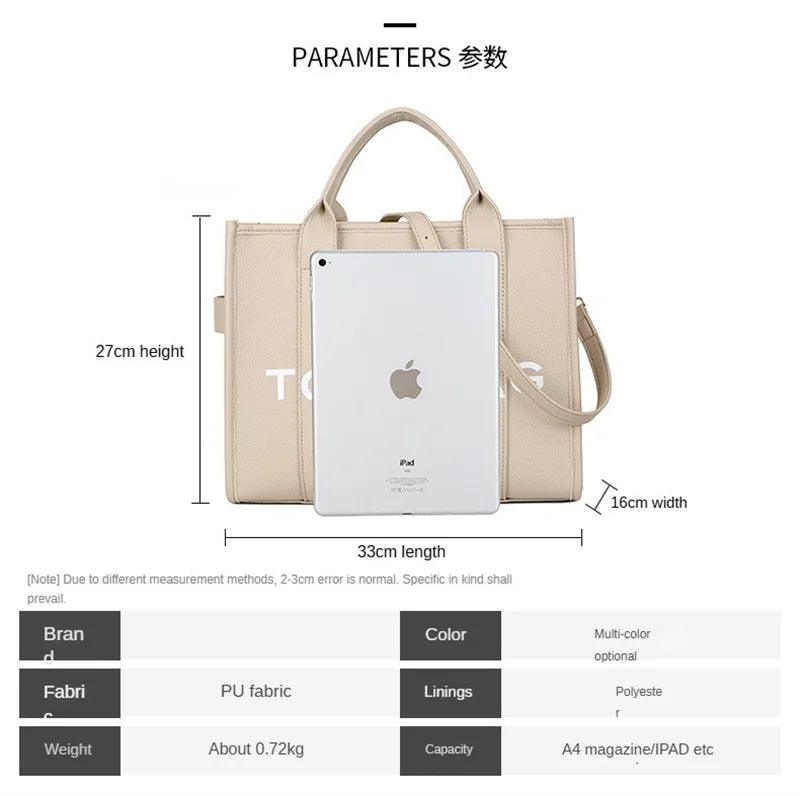 Tote Bag For Women PU Leather Handbag Personality Large Capacity Underarm Shoulder Bags Designer Bag Fashion Crossbody Bag 2024 - So Real Fashion