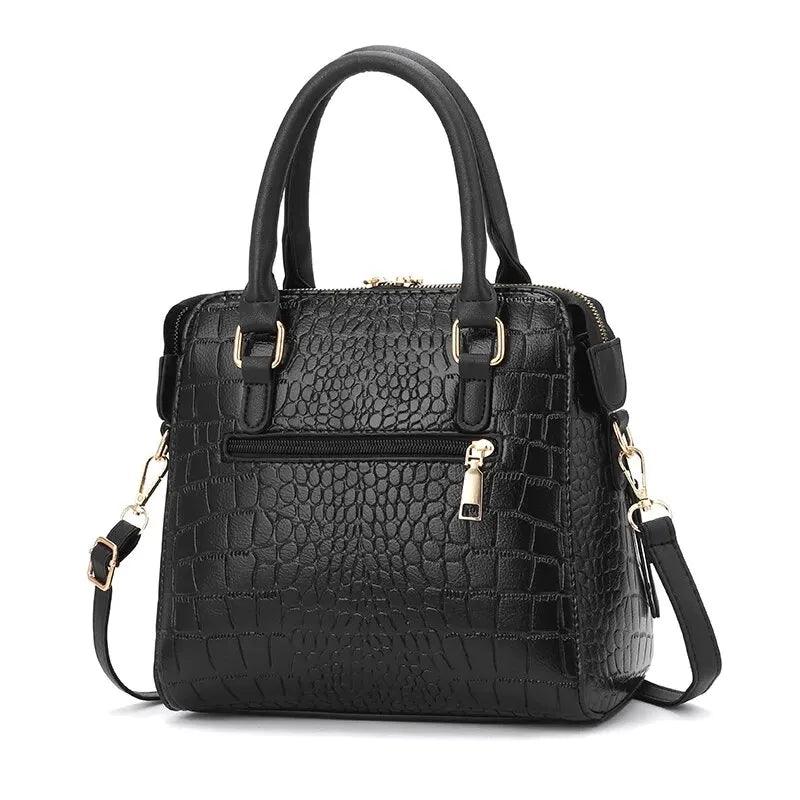 Crocodile Pattern Top Handle Crossbody Bag, PU Leather Satchel Bag Purse, Classic Versatile Fashion Shoulder Bag - So Real Fashion