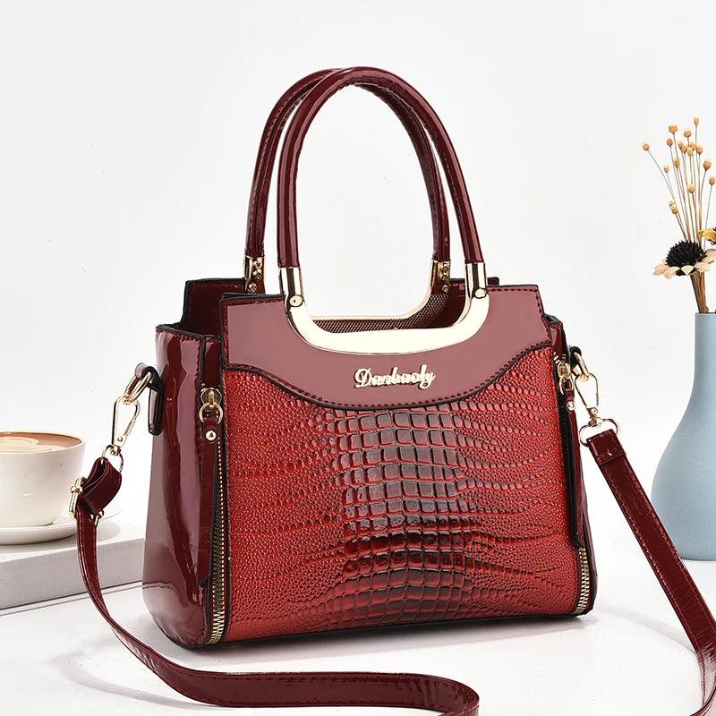 Stylish senior crocodile print women's handbag, temperament all large capacity single shoulder crossbody bag - So Real Fashion