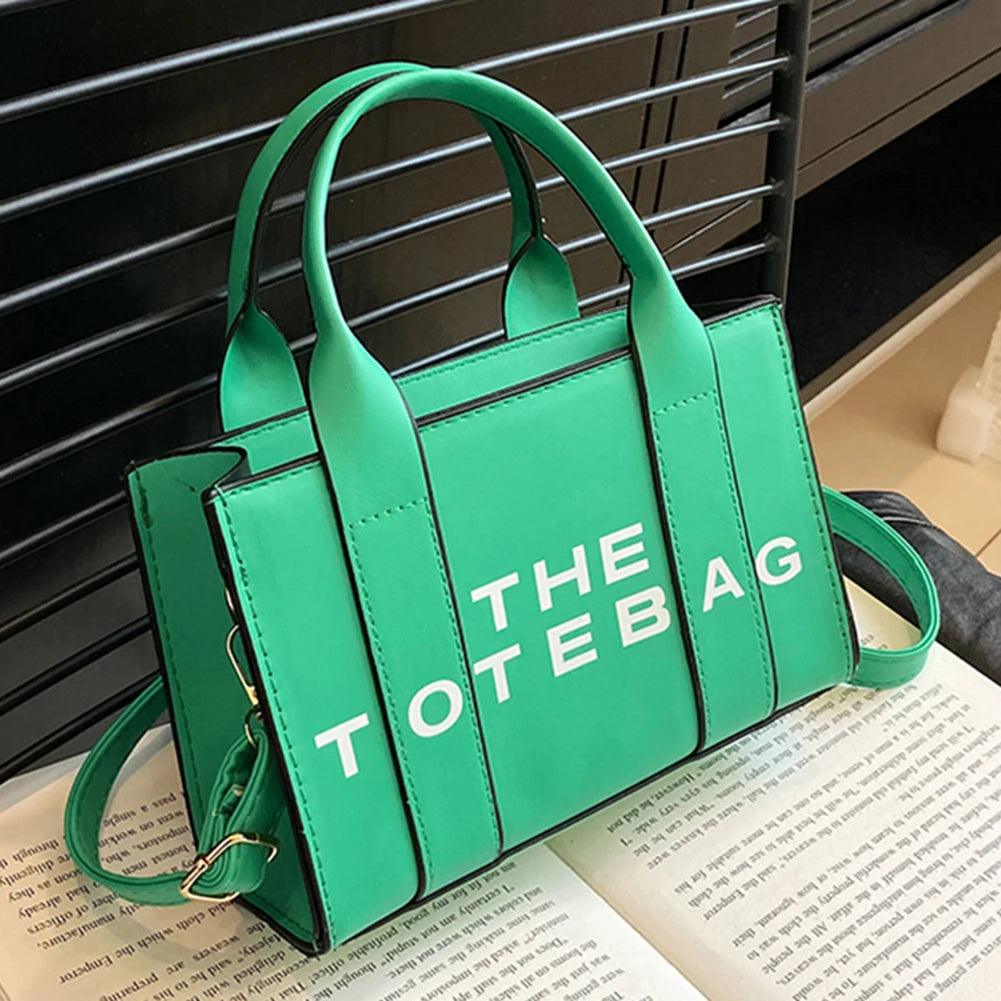 Women Tote Bag Contrast Letters Fashion Ladies Commute Bag PU Leather Portable Casual Simple Adjustable Straps Female Satchel - So Real Fashion