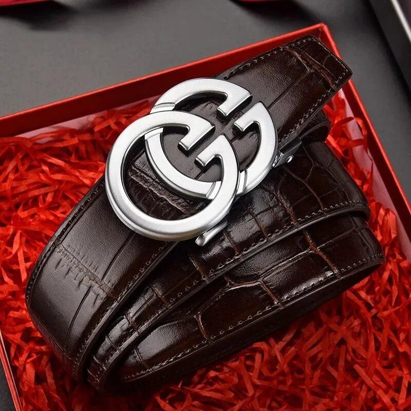 Men's Genuine Leather Belt Metal Alloy Automatic Buckle Belt High-End Design Business Casual Belt - So Real Fashion