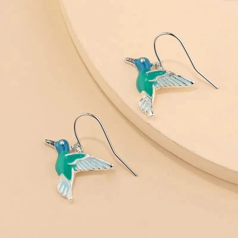 Huitan Boho Style Green Bird Dangle Earrings for Women Unique Handmade Enamel Animal Earrings Fancy Gift Trendy Jewelry Dropship - So Real Fashion