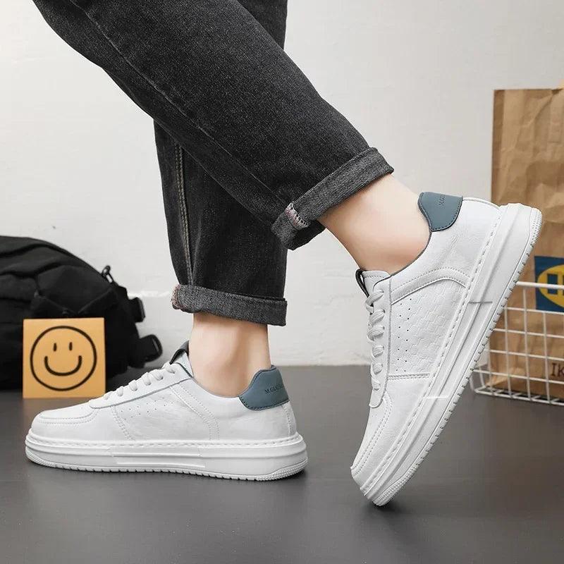 Leather Men White Flat Casual Shoes Lightweight Sneakers Breathable Sports Shoes Shoes for Men Tenis Shoes Zapatillas Hombre - So Real Fashion