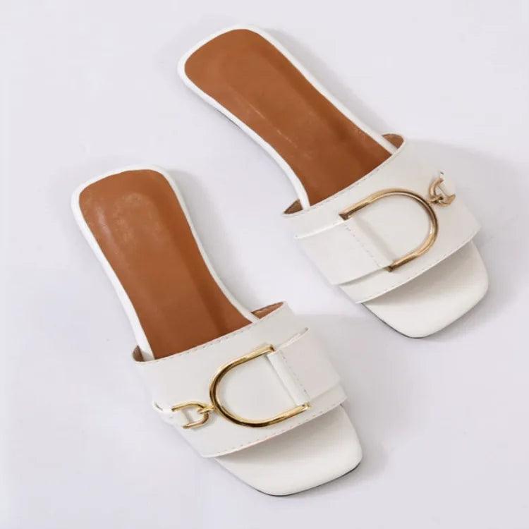 Slippers Women Buckled Wide Strap Flat Shoes Woman Female Sandals Ladies Luxury Home Platform Slides Flip Flops Summer 43 45 - So Real Fashion