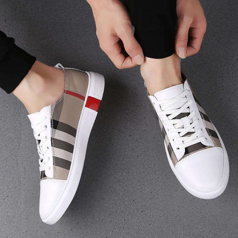 Mens Breathable Skateboard Shoes Men Fashion Sneakers High Quality Trainers Shoes Casual Genuine Leather Shoes.