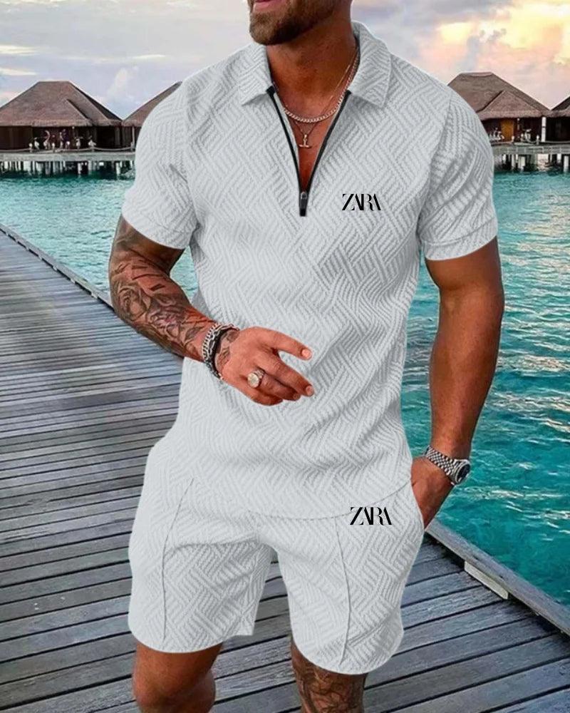 High Quality Fashion Summer Luxury Men's Leisure PoloT T-shirt Set with Extra Large Trendy Print Beach Style Fabric - So Real Fashion