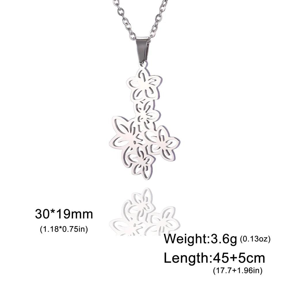 My Shape Flower Clusters Pendants Necklaces for Women Girls Stainless Steel Elegant Floral Charms Choker Chain Fashion Jewelry - So Real Fashion