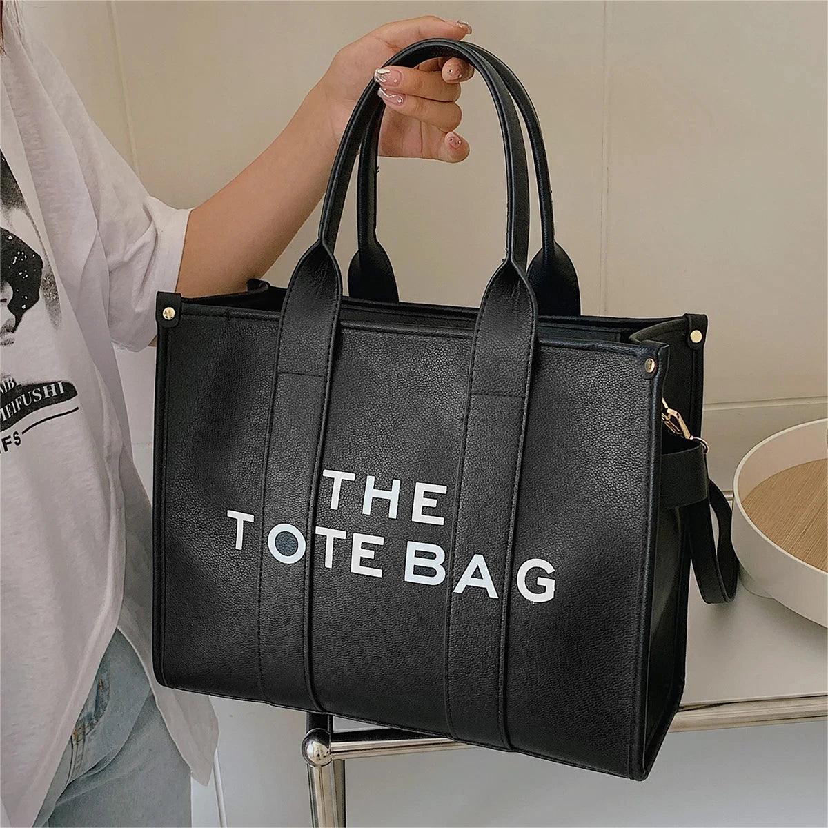 Luxury Designer Bag Women Tote Handbags Contrast Letters Fashion Ladies Shoulder Crossbody Bags Soft PU Leather Shopper Purses - So Real Fashion