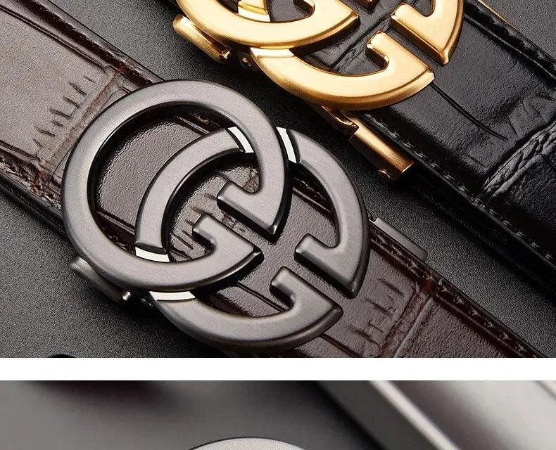 Men's Genuine Leather Belt Metal Alloy Automatic Buckle Belt High-End Design Business Casual Belt - So Real Fashion